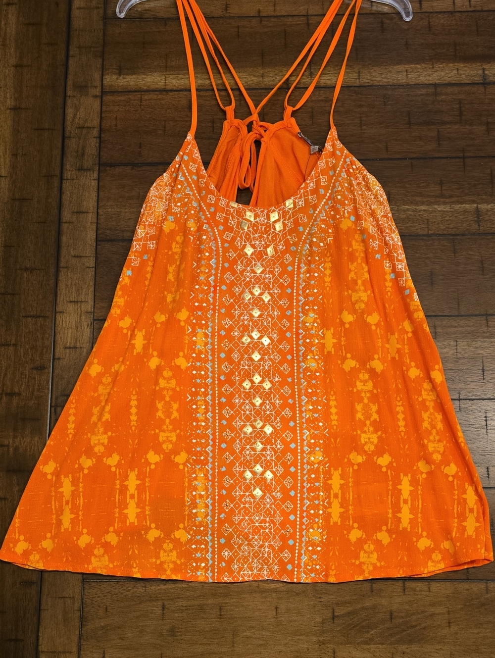 Miss Me Orange Embellished Sleeveless Top